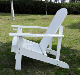 New White Fir Wood Adirondack Chair Patio Garden Outdoor Pool Lawn w Cup Holder