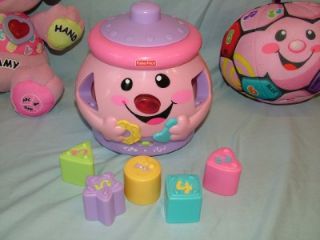 3 Girls Pink Fisher Price Laugh Learn Toy Lot Cookie Jar Puppy Dog Learning Ball