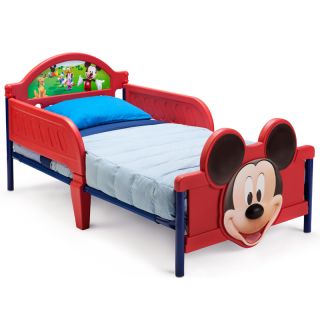 Cute Bright Red Sturdy Plastic Metal Disney Mickey Mouse Children Toddler Bed