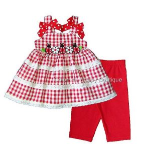 New Girls Sz 4T Red Gingham Ladybug Capri Set Outfit Summer Dress Clothes $34