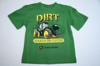 John Deere Boys Size 7 Large Shirt Tee T Dirt Makes Cuter Tractor Green Top