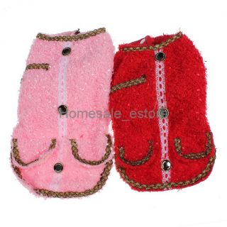 Winer Dog Cat Clothes Pet Puppy Sweater Hoodie Apparel Lady Small Coat Red Pink