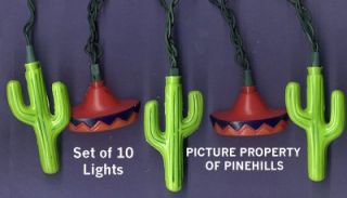 Fiesta Light Set String Cactus Sombrero RV Patio Party Cinco de Mayo