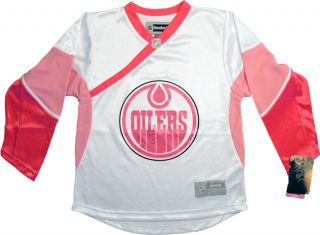 Reebok NHL Edmonton Oilers Pink Glitter Hockey Jersey Girl Youth Large 14