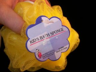 Kid's Bath Sponge Netting Pouf Baby Shower Gift Tag Duck Bear Frog or Cow