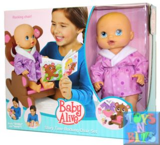Baby Alive Doll Story Time Rocking Chair Set Drinks Wets Free Post