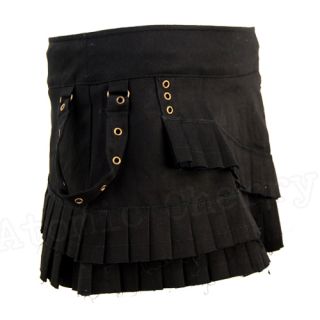 Spin Doctor Steampunk Mini Skirt Ruffle Black Gothic Costume Punk Layered