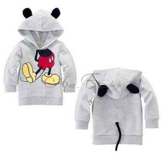 Toddler Boy Girl Unisex Hood Cute Kids Mickey Mouse Top T Shirt Clothing 4T
