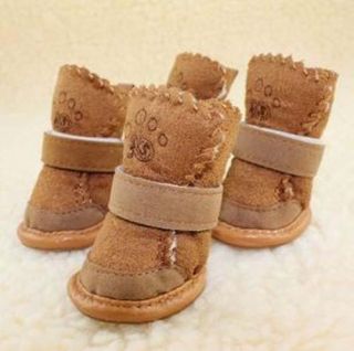 New Super Warm Cozy Pet Dog Boots Puppy Shoes 2 Colors 5 Size Love Dog Gift