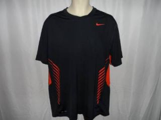 Nike Dri Fit Black Orange Polyester Jersey Shirt Sz XL Running Workout Exercise