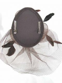 Fascinator Hats Wedding Party Birdcage Hair Clip Bridal Accessories Brown