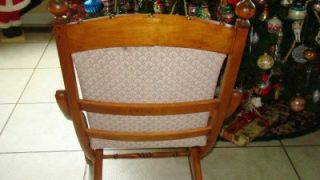 Vtg Antique Victorian Folding Wood Chair Carpet Canvas Sewing Seat