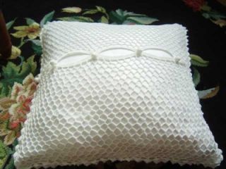 Skilful Fine Thread Hand Crochet White Cushion Cover B
