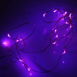 4 5V 2M 20LEDS Purple Battery Operated Mini LED Copper Wire String Fairy Lights