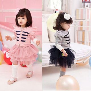 Kids Girls Jacket Coat Ruffled Tutu Dress Pageant Tops Tulle Skirts Outfits 1 5T