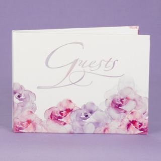 Purple Pink Floral Guest Book Elegant Wedding Reception Spring Summer Garden