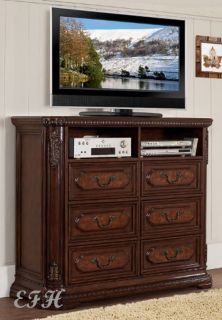 New Spanish Bay Elegant Brown Cherry Finish Wood TV Stand Storage Chest Console