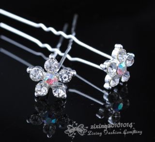 14x w Stone Flower Hair Pins Bridal Wedding Party Hair Accessories Jewelry FC011