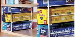 Kitchen Wrap Stack Holder Stores 6 Boxes of Food Storage Bags Foils and Wraps