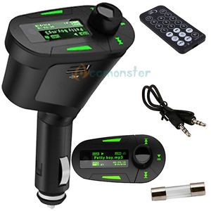 Kit Car  Player Wireless FM Transmitter Modulator USB SD MMC LCD Remote Green