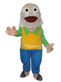 Old Man Doctor Cartoon Mascot Costume Suit Adult Size