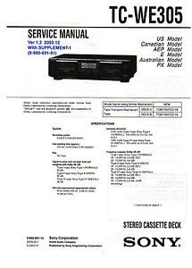 Service Manual for Sony TC WE305 Stereo Dual Cassette Deck Owners Instructions