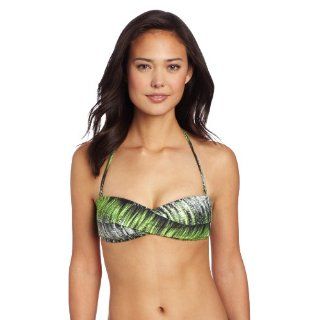 $44 Oakley Women's Stripe Twisted Bandeau Bikini Top Eco Green M