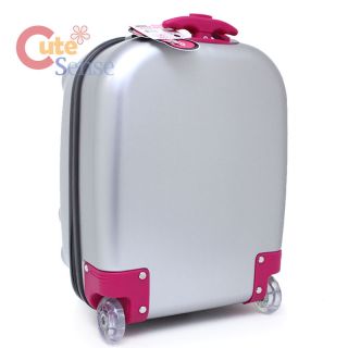 Hello Kitty Rolling Luggage ASB Trolley Bag Hard Suit Case Silver Face Bow 18"