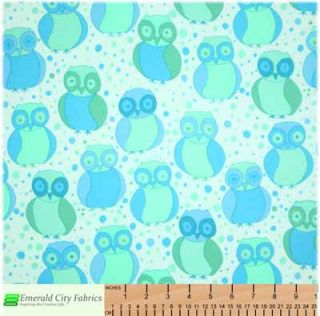 Free Spirit Della Flannel Little Owls Ocean Blue Fabric
