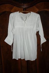 ♥ Mexican Gauze Top ♥ Vintage Inspired Crisp White Cotton Ethnic Tunic Blouse