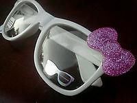 Sale Nerd Hello Kitty Inspired White Glasses Pink Glitter Bow Clear Lens Costume