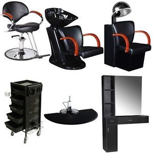 Salon Styling Station Chair Shampoo Dryer Chair Trolley Mat Package EB 52B