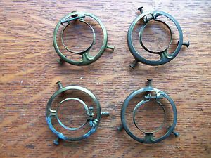 Four Antique Brass Shade Holders for Glass Chandelier Globes Pat 1890