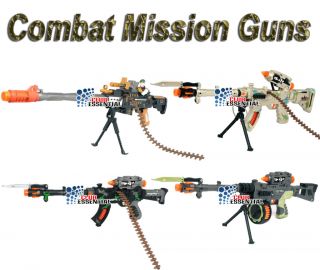 Kids Toy Combat Machine Gun with Flashing Lights Sound Vibration Moving Parts