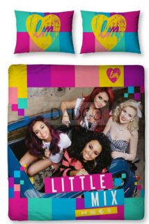 Little Mix Neon Band Girls Reversible Panel Double Duvet Quilt Cover Bedding Set