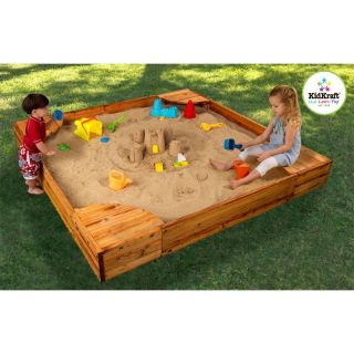 KidKraft Backyard Wooden Sandbox Outdoor Toy Kids Children's New Wood Sand Box