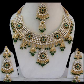 Designer Indian Bollywood Bridal Wedding Jewelry Kundan Necklace Set USA Seller