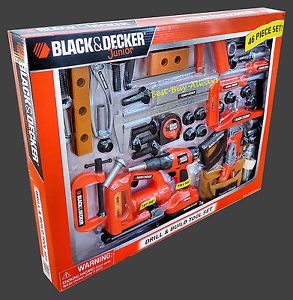 Black and Decker Jr Power Toy Kid N Junior Pretend Play Tool Set for Work Bench