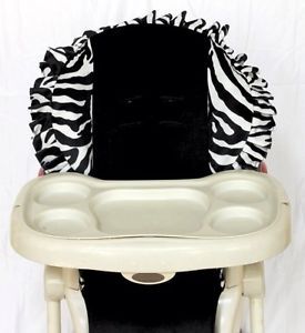 Stylish Zebra Black Baby High Chair Cover Fits Most High Chairs New Soft