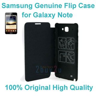 Genuine Samsung Original Black Flip Leather Case Cover Galaxy Note N7000 I9220