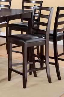 Set of 4 Faux Leather Seat Counter Height Stool Dining Kitchen Chair Cappuccino