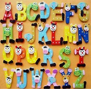 26x Wooden Letter Alphabet Fridge Magnet Educational Toy Baby Kids Favour Gift