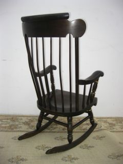 Vintage Ethan Allen Barnstable Rocking Chair Solid Pine Wood Gold Stencil Rocker