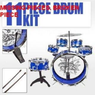 11pc Kids Boy Girl Drum Set Musical Instrument Toy Playset