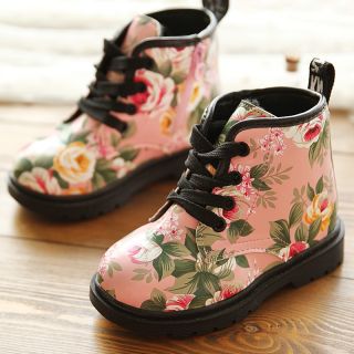 Kids Boys and Girls Retro Flower Martin Knight Comfy Zipper Boots Size 10 12 5