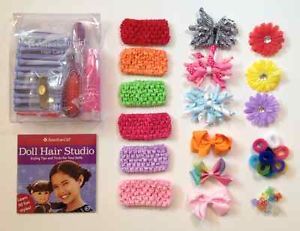 New Lot American Girl Hair Care Kit for Dolls Hair Studio DVD Headbands Bows