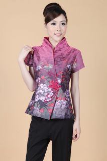 Newest Summer Chinese Tradition Womens Girls Shirt Top L XL