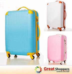 New Fashion Trim Color ABS Trolley Luggage Travel Hard Case Blue Pink White