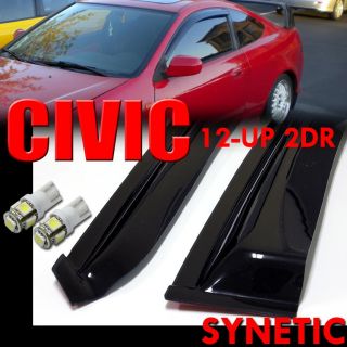 12 13 Smoke Window Visors Honda Civic Coupe 2D White T10 194 921 LED SMD Bulbs