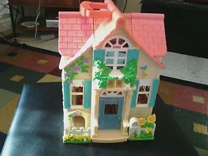 Plastic Dollhouse Fisher Price Cute Portable Carry Handle Kids Toys Pretend Play